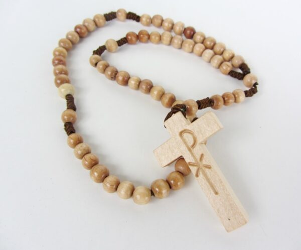 Geschenk zur Erstkommunion und Taufe. Handgeknüpfter Kinderrosenkranz, Rosenkranz aus Holz, handmade in Bayern