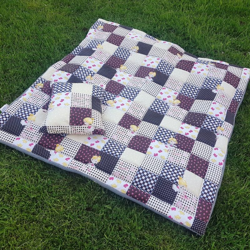 Krabbeldecke Patchworkdesign Ballerina in braun beige