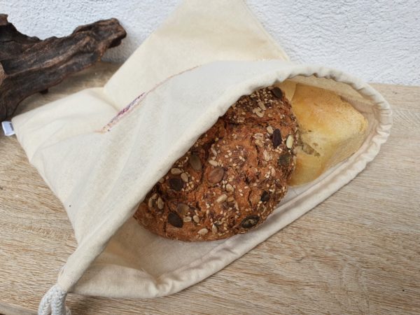 Unser täglich Brot - Brotbeutel handmade mit vintage gewebter Bordüre