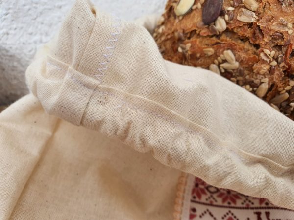Brotbeutel "Unser täglich Brot gib uns heut" mit vintage gewebter Bordüre
