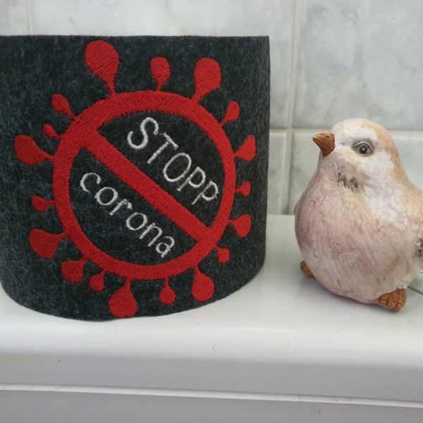 STOPP Corona - witzige Klopapierbanderole, Filzbanderole für Toilettenpapier
