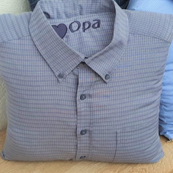 Erinnerungskissen aus einem Hemd, Hemdkissen, Kissen aus Herrenhemd nähen