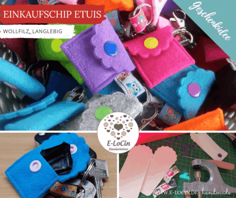 Einkaufswagen Chip, Wertmarken, Münztäschchen, Etui aus Filz