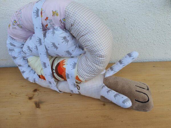 Puckschnecke, Stoffschnecke aus Patchworkstoffen bis 2 m lang und mit Name bestrickt