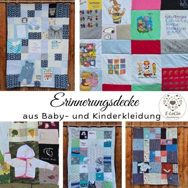 Erinnerungsdecken aus Baby- und Kinderkleidung sind Patchworkdecken genäht aus den aufbewahrten Schätzchen der kleinen