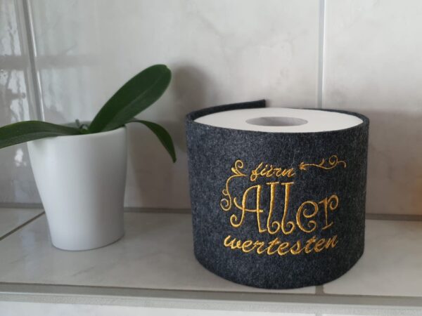 Klopapierbanderole mit Stickerei "Für den Allerwertesten"