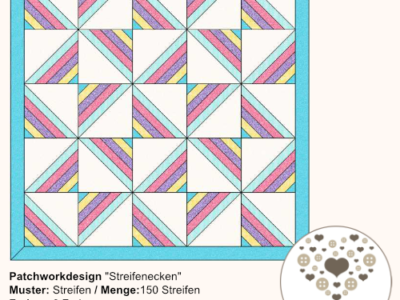 Patchwork Designdecke aus bunten Streifen in Farbwahl