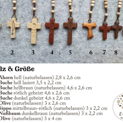 Geschenk zur Erstkommunion, Autofahrerrosenkranz und Führerschein. Handgeknüpfter Rosenkranz, Rosenkranz aus Holz, handmade in Bayern