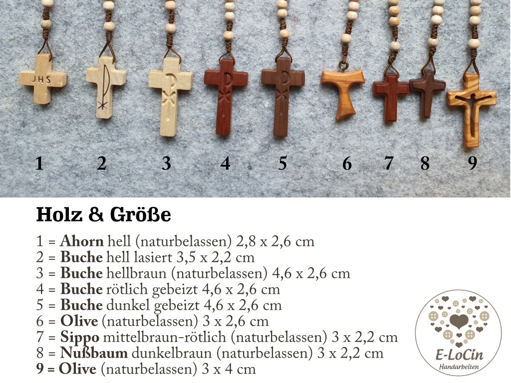 Geschenk zur Erstkommunion, Autofahrerrosenkranz und Führerschein. Handgeknüpfter Rosenkranz, Rosenkranz aus Holz, handmade in Bayern