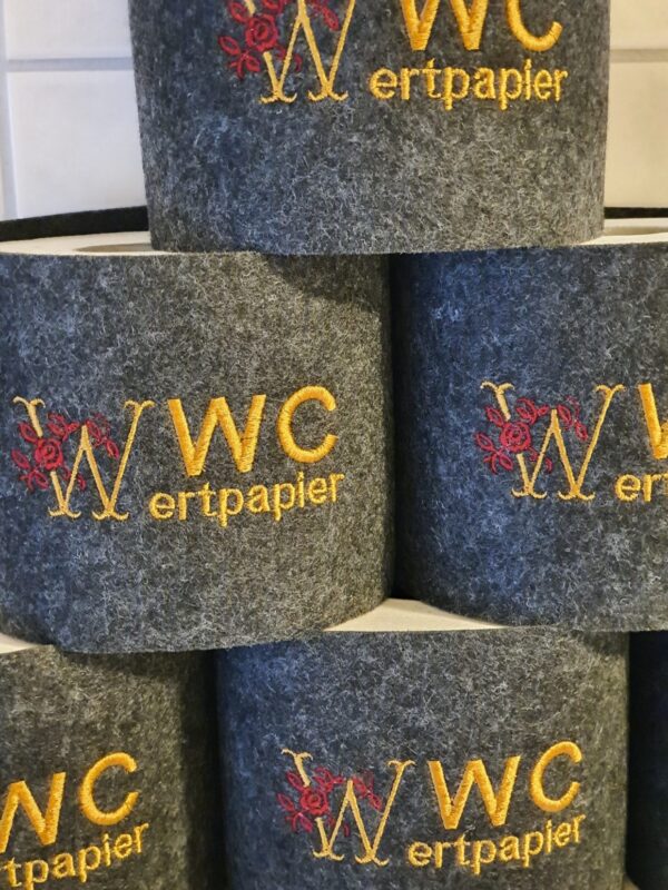 Klopapierbanderole mit Spruch "WC Wertpapier"