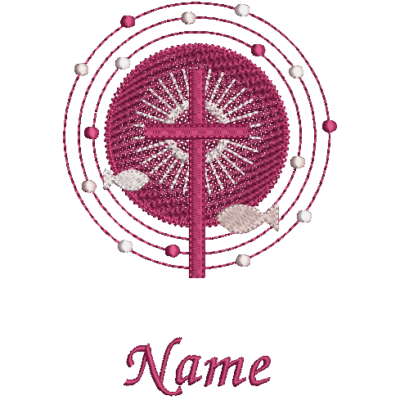 Geschenk zur Erstkommunion - Gotteslobhülle strahlendes Kreuz mit Name. Aus Filz bestickt.