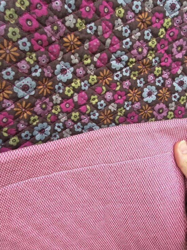 Decke mit Steppstoff lila mit Blumen ca. 135 x 105 cm – Bild 4