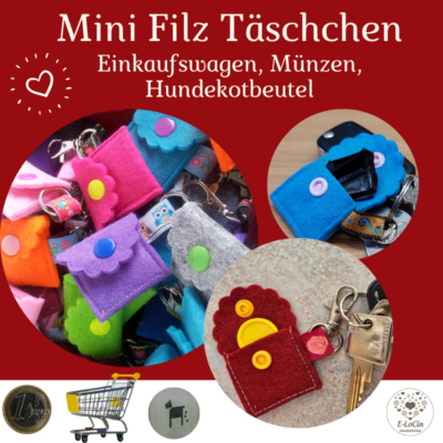 Diese bunten, farbenfrohen Minietuis sind aus hochwertigem weichem und robusten Schurwoll Filz genäht, mit einem Druckknopf zum sicheren Verschließen versehen, haben einen Karabinerhaken mit Wirbelgelenk und bekommen ein passendes buntes Webbändchen.