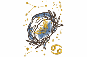 Sternzeichen Krebs, Kissen mit Sternzeichen eingestickt und Name mit Zodiakzeichen