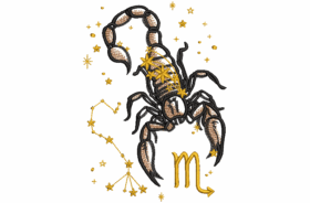 Sternzeichen Skorpion, Kissen mit Sternzeichen eingestickt und Name mit Zodiakzeichen