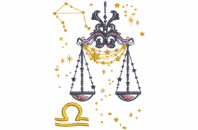 Sternzeichen Waage, Kissen mit Sternzeichen eingestickt und Name mit Zodiakzeichen