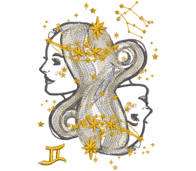 Sternzeichen Zwilling, Kissen mit Sternzeichen eingestickt und Name mit Zodiakzeichen