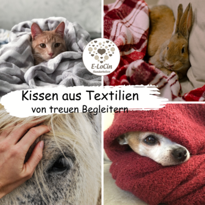 Haustier Erinnerungskissen aus Katzendecke, Hundedecke genäht.