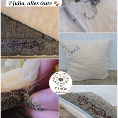 Erinnerungskissen genäht aus Hundedecken, Katzendecken oder anderen Textilien zur Erinnerung an sein Haustier