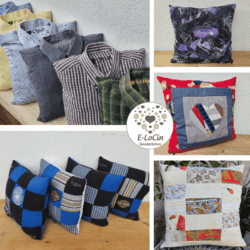 Unikate und individuelle Erinnerungskissen genäht aus eigener Kleidung oder Kleidung von Verstorbenen als liebevolle ♥ Erinnerung