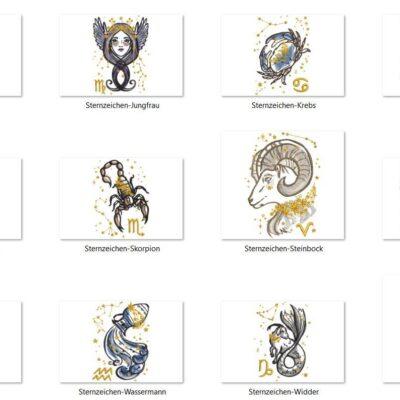Sternzeichen Kissen - Kissen mit Sternzeichen eingestickt und Name mit Zodiakzeichen