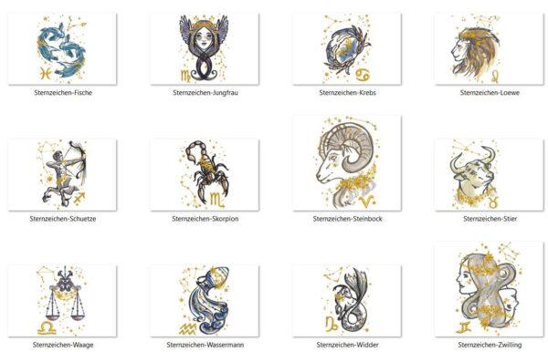 Sternzeichen Kissen - Kissen mit Sternzeichen eingestickt und Name mit Zodiakzeichen
