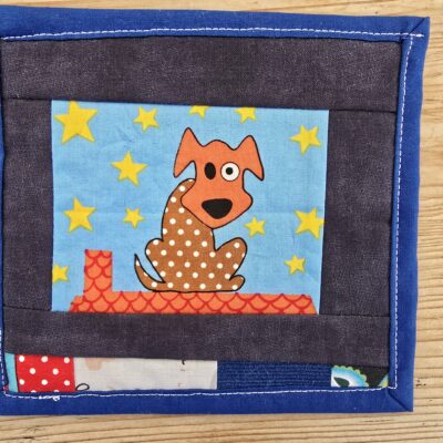 Tassenteppich, mug rug, Tassenuntersetzer aus Stoff genäht