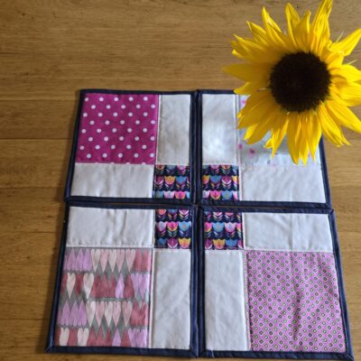 Platzsets 4er Set Patchwork / Cocktail Untersetzer / Patchwork Mitteldeckchen, Table Topper