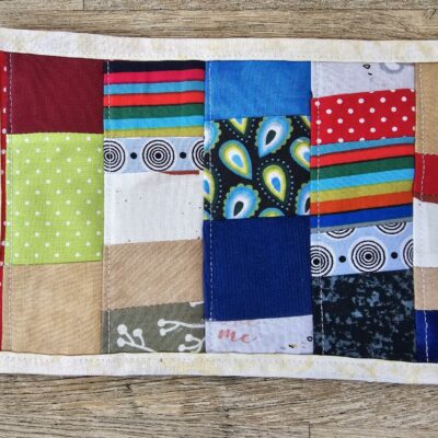 Tassenteppich, mug rug, Tassenuntersetzer aus Stoff genäht