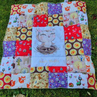 DouDou Patchworkdecke mit Panel mittig zum Pauschalpreis.