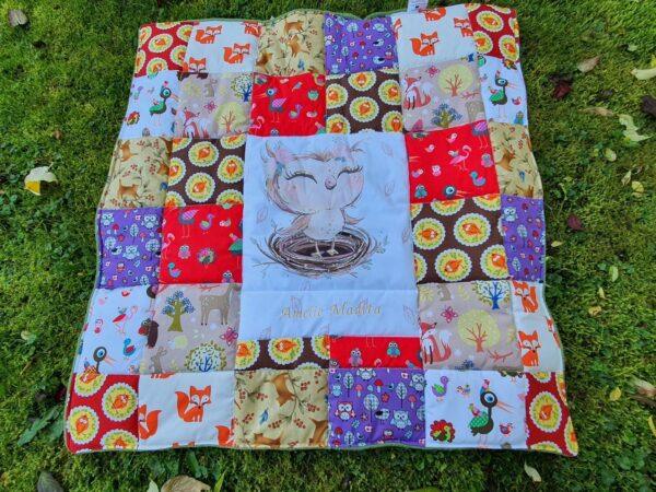 DouDou Patchworkdecke mit Panel mittig zum Pauschalpreis.