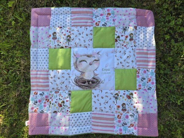 DouDou Patchworkdecke mit Panel mittig zum Pauschalpreis.