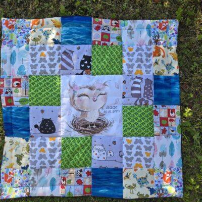 DouDou Patchworkdecke mit Panel mittig zum Pauschalpreis.