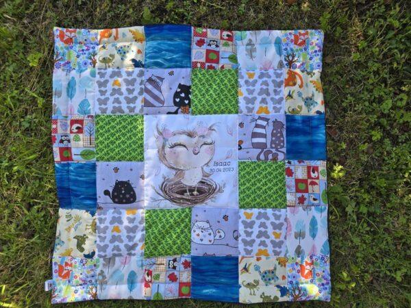 DouDou Patchworkdecke mit Panel mittig zum Pauschalpreis.