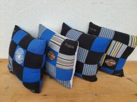 Erinnerungskissen genäht aus Lieblingskleidung und Kleidugn von Verstorbenen.