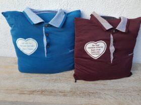 Erinnerungskissen genäht aus Lieblingskleidung und Kleidugn von Verstorbenen.