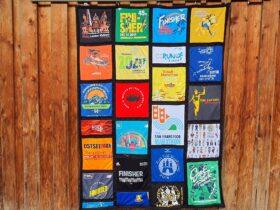 T-Shirtdecke als Patchworkdecke nähen lassen aus geliebten T-Shirts, College Shirts, Souvenir T-Shirts, Band T-Shirts und Sporttrikots.