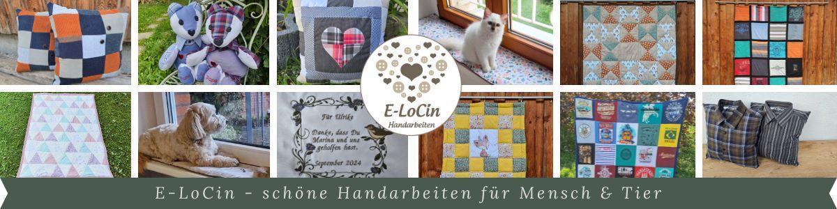 Unikate Handarbeiten wie Patchworkdecken, Decken und Kissen aus Kleidung, zentimetergenau genähte passgenaue Fensterbankkissen und nützliche Accessoires für Wohnen und Leben - genäht von E-LoCin Handarbeiten in Oberbayern