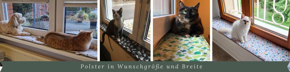 Ich nähe dir zentimentergenaue und in deinen Wunschfarben / Wunschstoffen Fensterbankkissen und Fensterbankpolster sowie Polster und Unterlagen für unsere geliebten Fellnasen für Fensterbank, Hocker und Schlafplätze.