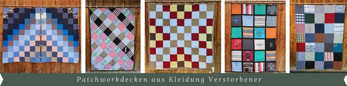 Mit Respekt nähe ich aus Kleidung Verstorbener eine wunderbare Umarmung und Erinnerung als Patchworkdecke aus Kleidung Verstorbener oder auch Trauerdecke genannt