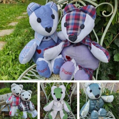 Erinnerungsbär oder Memorybär aus Kleidung genäht