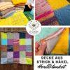 Patchworkdecke aus gestrickten und gehäkelten Handarbeiten, wie Strickpullover, Häkelschals uvm.