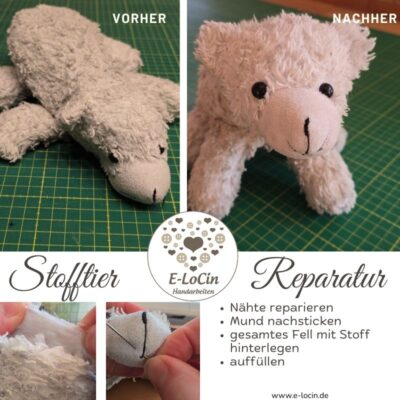 Stofftier Reparatur, Kuscheltierreparatur und Restaurierung von kleinen und großen Stofftieren