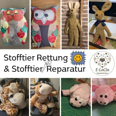 Stofftierrettung und Stofftier Reparatur mit Auffüllen, stopfen, Nähte und Risse reparieren - auch wenn der Hund das Stofftier zerfetzt hat, versuche ich es.