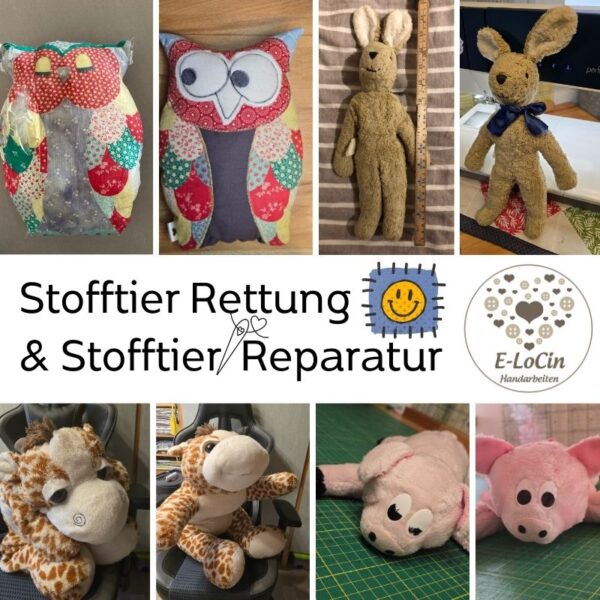 Stofftierrettung und Stofftier Reparatur mit Auffüllen, stopfen, Nähte und Risse reparieren - auch wenn der Hund das Stofftier zerfetzt hat, versuche ich es.