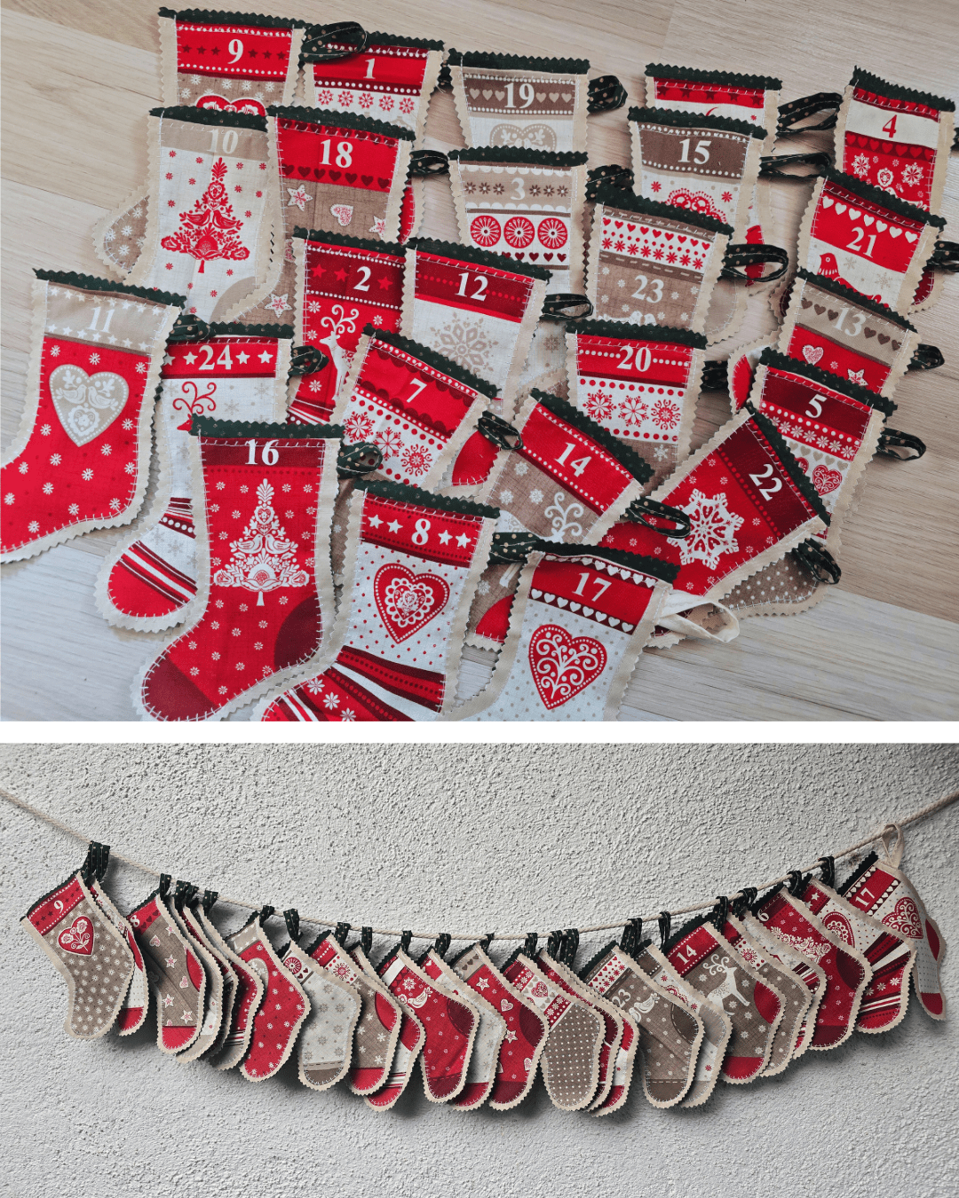24 Adventskalender Söckchen - fertig zum Dekorieren – Bild 2