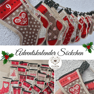 24 Adventskalender Söckchen - fertig zum Dekorieren