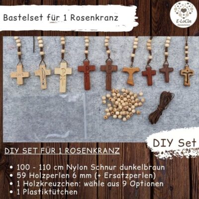 Bastelset für Rosenkranz selber knüpfen. Material für Rosenkränze.