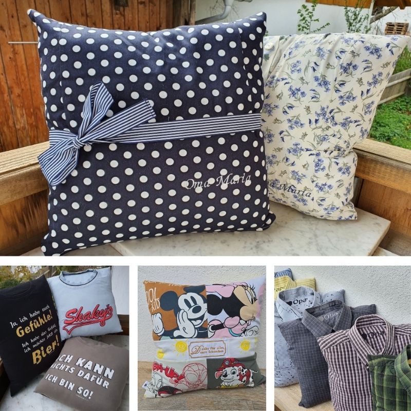 Mit Respekt und Ruhe genähte unikate Erinnerungskissen, Krawattenkissen, Hemdenkissen aus Kleidung - ohne Massenanfertigung