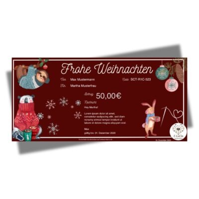 Weihnachtsdesign für Geschenkgutschein kaufen für liebevoll angefertigte fertige Handarbeiten oder anzufertigende Sonderanfertigungen bei E-LoCin Handarbeiten